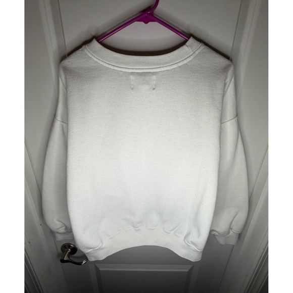 Vintage 90's Express Embroidered Floral White Crewneck Sweatshirt Women's Small - Picture 4 of 4